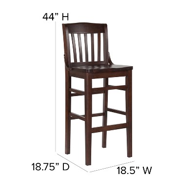 Elegant Walnut Wood School House Back Barstool