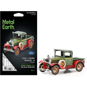 Model Kit 1931 Ford Model A Pickup Truck Green (Moderate Difficulty) Steel Model by Metal Earth - 1 of 4