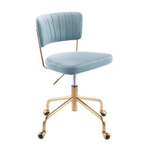 TiramisuBest Contemporary Light Blue Velvet Task Chair, 360¡ã Swivel, Adjustable Height, Indoor Use - 1 of 4