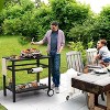 Outdoor BBQ Prep Table with Wheels, 2 Shelf Mobile Grill Cart with Hooks, Iron/Stainless Steel Top Options - 2 of 4