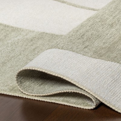 Sevyn Green and White Abstract Reversible 4' x 6' Area Rug
