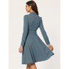 Allegra K Women's Elegant Work Sheath Mock Neck Flare Long Sleeve Knit Midi Dress - 4 of 4