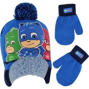 PJ Masks Boys' Winter Beanie Hat and Mittens Set, Kids Ages 2-4 (Blue/Navy) - 1 of 2