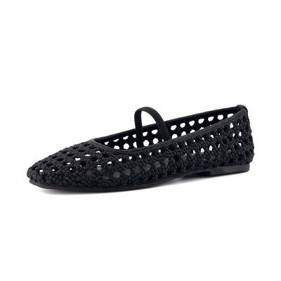 CUSHIONAIRE Women's Weavy Squared Toe Woven Ballet Flat, +Memory Foam, Wide Widths Available