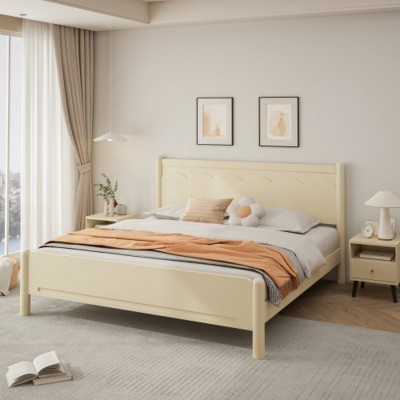 Modern King Size Wood Bed Frame with Headboard and Sturdy Slat Support, Durable Wooden Platform Bed for Bedroom–The Pop Home