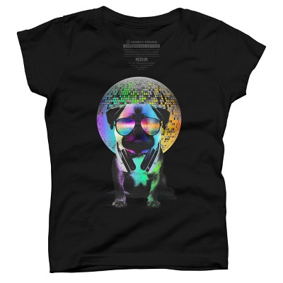Girl's Design By Humans Disco Pug By clingcling T-Shirt