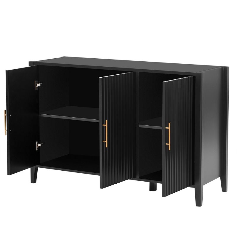 Features 3-Door Metal Handle Sideboard and Storage Cabinet Suitable For Hallway, Entrance Hall, Living Room, and Bedroom - ModernLuxe, 5 of 13