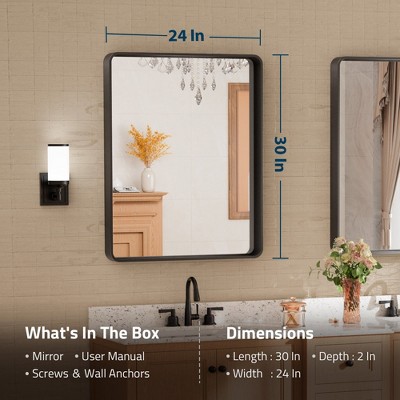 Keonjinn Framed Wall Mirror, Modern Rectangular Bathroom Vanity Mirror, Wall Mounted