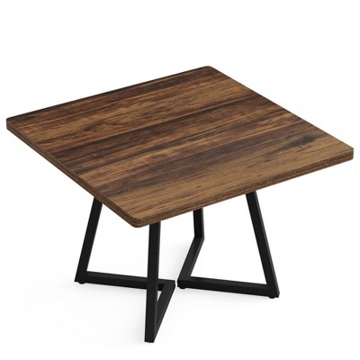 Lirago 31.5" Square Wood Office Desk Industrial Metal Frame Computer Desk for Home Office Conference Table Brown