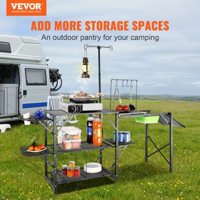 Vynxaria VEVOR Camping Kitchen Table One-piece Folding Portable Cook Station with A Carrying Bag