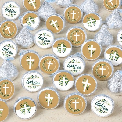 Big Dot of Happiness Elegant Cross - Religious Party Small Round Candy Stickers - Party Favor Labels - 324 Count