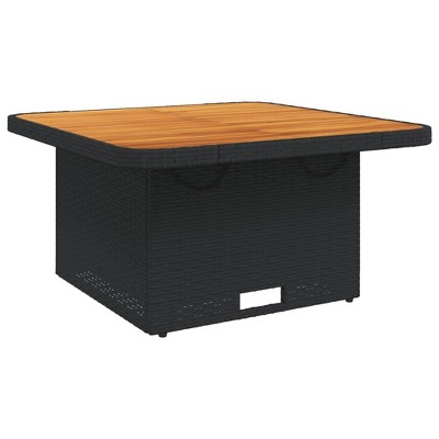 vidaXL Patio Table Black 31.5 In.x31.5 In.x28 In. Poly Rattan and Acacia Wood