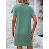 Women's Summer Mini Dress Chest Pocket Short Sleeve Crewneck Ribbed T-Shirt Dress Casual A-Line Beach Vacation Dress - 3 of 4