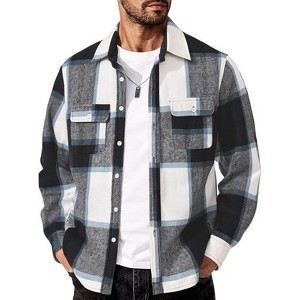 COOFANDY Men's Flannel Shirts Long Sleeve Cotton Plaid Shirt Jacket Casual Button Down Shirt with Pockets - 1 of 4