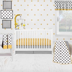Bacati - Dots Stripes Gray Yellow 10 pc Boy or Girl Gender Neutral Unisex Baby Crib Bedding Set with 2 Crib Fitted Sheets - 1 of 4