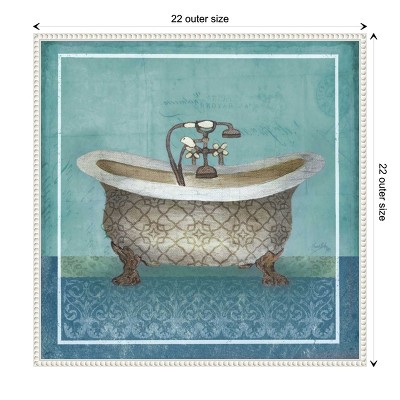 Regal Blue Bathtub Beaded Framed Canvas Wall Art
