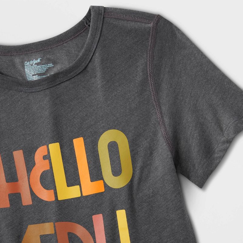 Kids' Adaptive Short Sleeve Graphic T-Shirt - Cat & Jack™ Charcoal Gray, 3 of 4