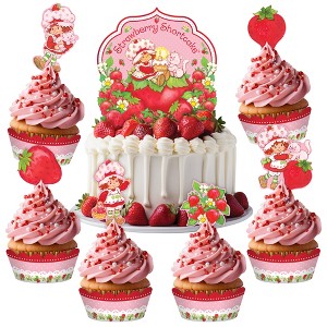 Treasures Gifted Strawberry Shortcake (1) Cake Topper & (24) Cupcake Toppers & Wrappers - 1 of 4