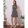 INSPIRE CHIC Women's Floral Sleeveless Half Placket Mini Belted Summer Dress - 2 of 4