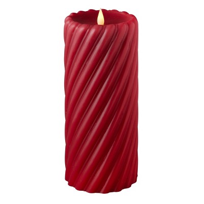 Christmas Swirl Motion Flameless Candle 4x10 Red