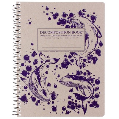 Decomposition Book 160 Sheet College Ruled Spiral Notebook 7.5"x9.75" Humpback Whales: School Supplies, 100% Recycled Paper