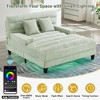 Upholstered Chaise Lounge with 6-gear Adjustable Backrest, Lazy Sleeper Sofa Bed Leisure Reading Couch with 2 Pillows & LED - ModernLuxe - 4 of 4