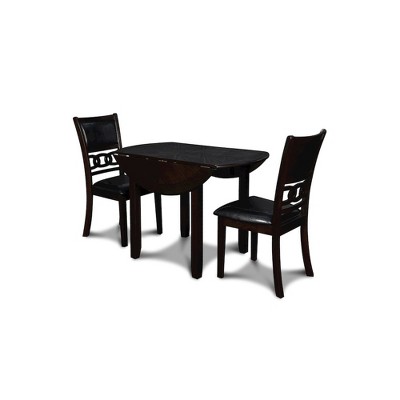 New Classic Furniture,Gia 3-Piece 42" Wood Drop Leaf Dining Set, Ebony
