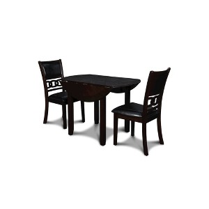 New Classic Furniture,Gia 3-Piece 42" Wood Drop Leaf Dining Set, Ebony - 1 of 4
