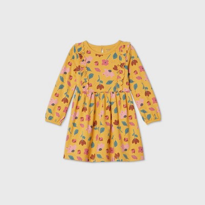 yellow floral dress with sleeves
