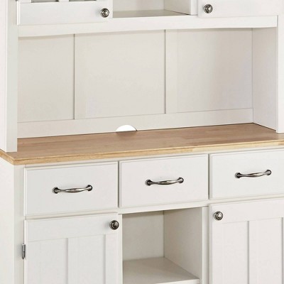 Off White China Cabinet with Natural Wood Top
