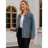 INSPIRE CHIC Women's Denim Corduroy Collar Long Sleeves Button Down Western Shacket Jean Jackets - 2 of 4