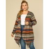 Agnes Orinda Women's Plus Size Boho Striped Open Front Cardigans - 4 of 4