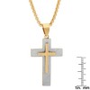 Steeltime 24" Men's 18k gold plated stainless steel double cross sandusted pendant - 2 of 3