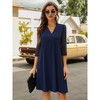 Womens  A Line Dress with Lace Braclet Sleeve V Neck Tunic Dress Mesh Sleeve Summer Basic Dress, Navy Blue - 2X - 4 of 4