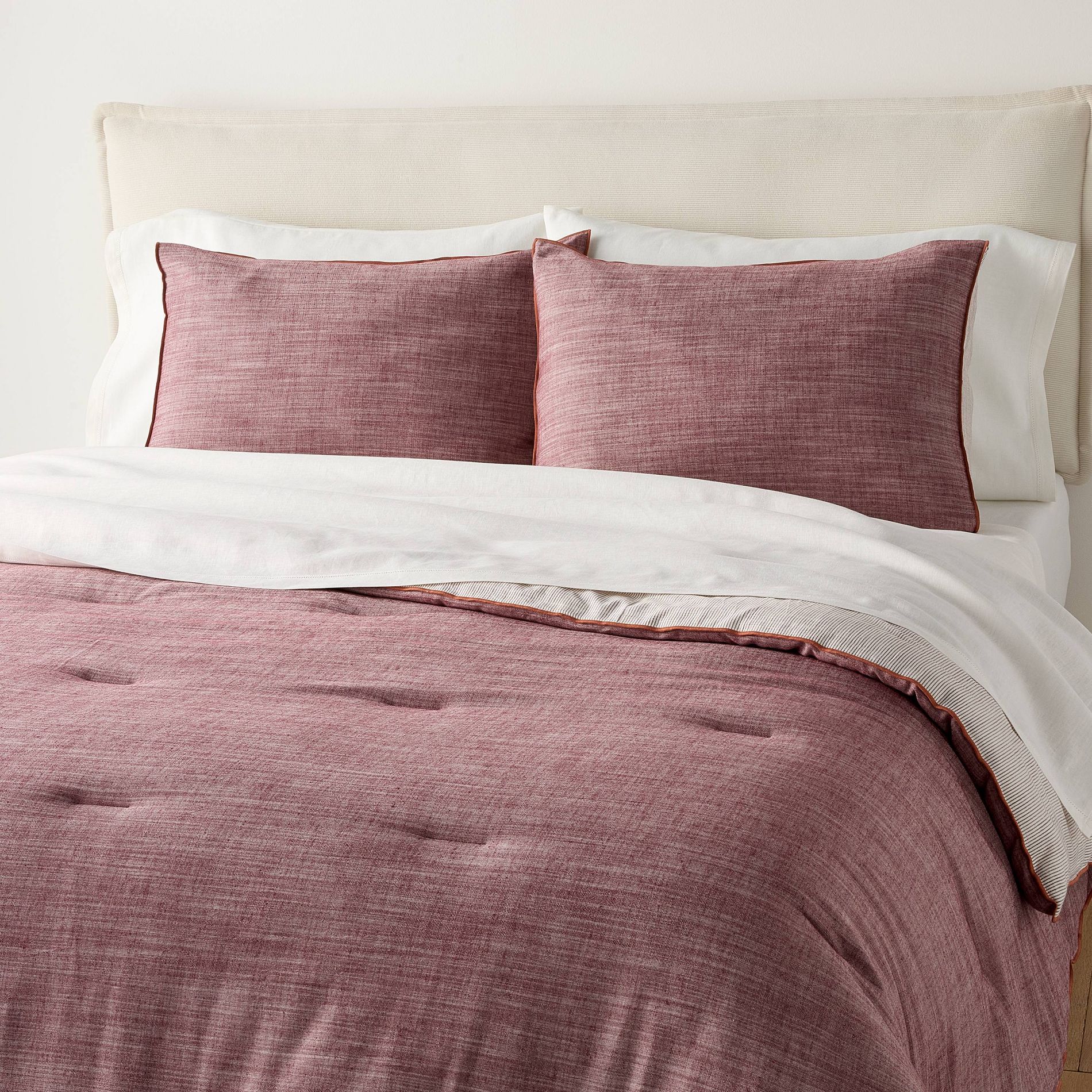 3pc Full/Queen Reversible Duvet Cover Set Burgundy - Hearth & Hand™ with Magnolia
