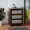 ORRD Wooden Nightstand with 3 Bone-Inlay Drawers, Handcrafted End Table, Decorative Bedroom Storage with Geometric Pattern, 24" Tall, Black & White - 2 of 4