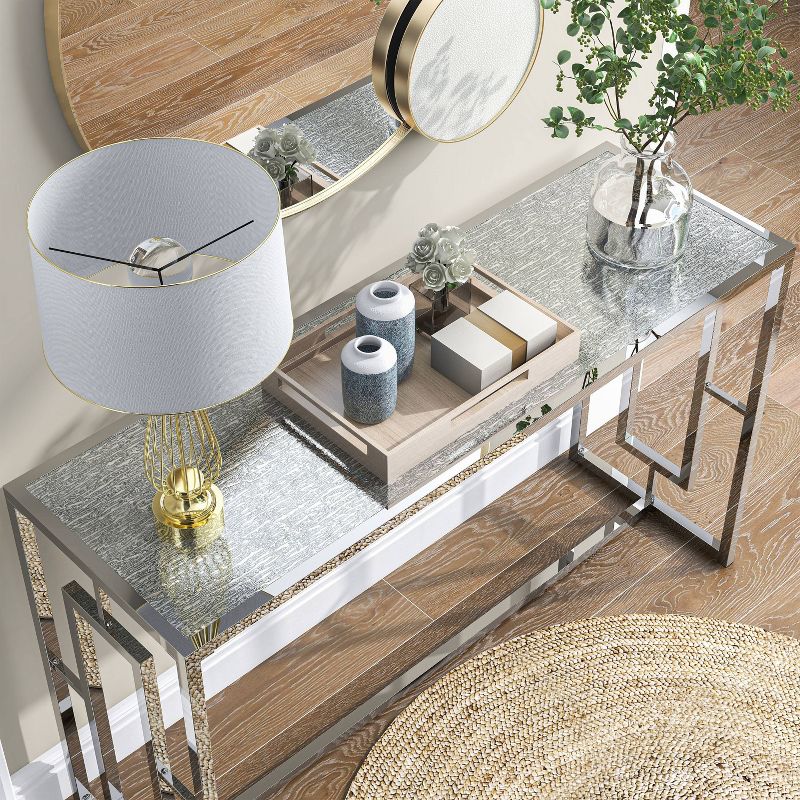 Stagge Glam Rectangle Sofa Table Chrome - HOMES: Inside + Out, 5 of 9