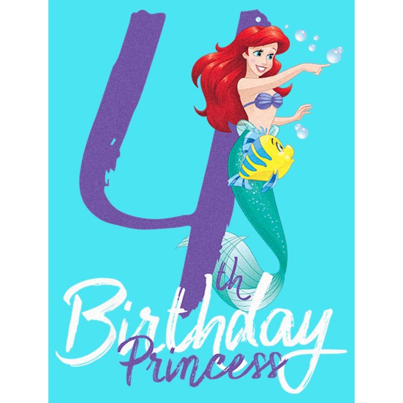 Girl's The Little Mermaid 4th Birthday Princess Crop T-Shirt, 2 of 4