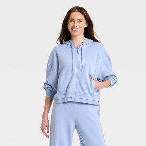 Women's French Terry Full Zip Hoodie Sweatshirt - JoyLab™ - 1 of 3
