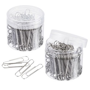Unique Bargains Medium Size Metal Prevent Tearing Pages Office Paper Clip with Box - 1 of 4