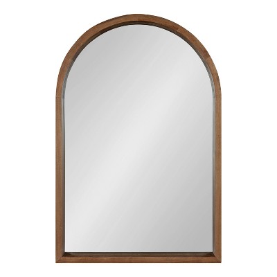 Rustic Poplar Wood 30" Arch Vanity Mirror in Natural Brown