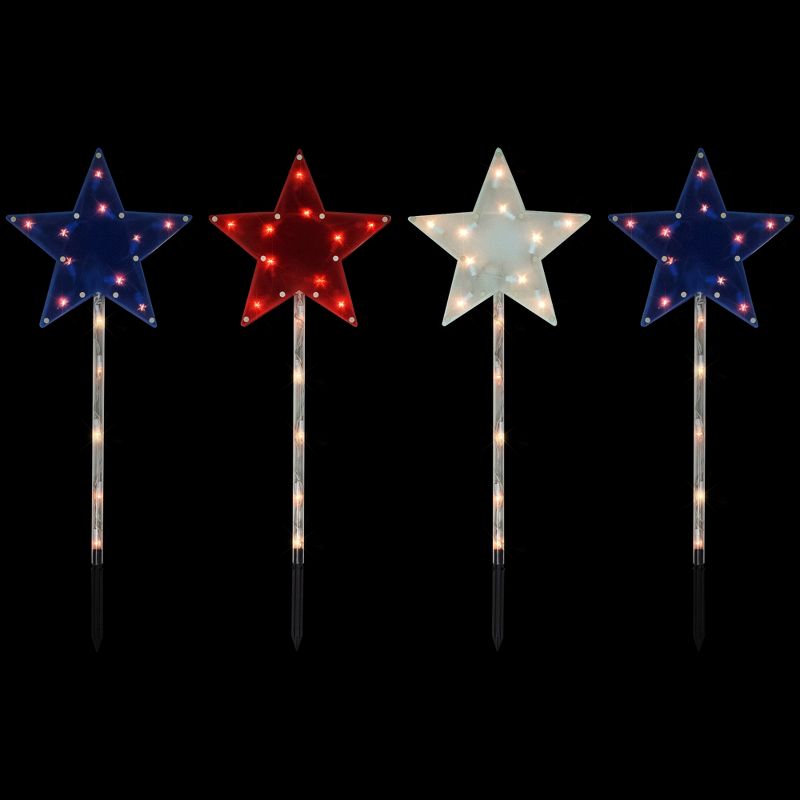 Northlight Lighted Stars Americana Pathway Marker Lawn Stakes - 28" - Clear Lights - 4ct, 3 of 8
