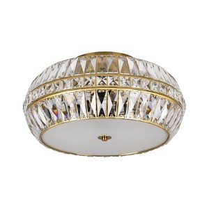 PAKOKULA Modern 18.3 in. 3-Light Gold Drum Semi-Flush Mount Ceiling Light With Irregular Crystal Shade - 1 of 4