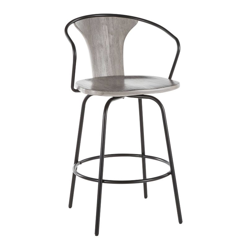 25&#34; Waco Industrial Counter Height Barstool Black/Gray - LumiSource, 1 of 11
