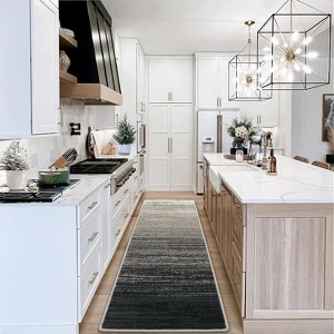 Ombre Runner Rug - Modern abstract low-pile carpet, non-shedding for bathroom, kitchen & hallways - 1 of 4