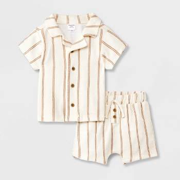Grayson Mini Baby Boys' Striped Top & Bottom Set - Off-White