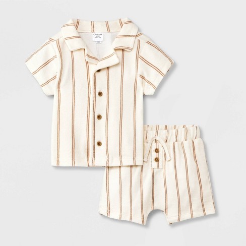 Fishing Shirt in Tonal White Stripe - Baby Bloomers