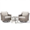 Buenhomino 3PC Patio Furniture Set - Swivel Rocker Chair Bistro Set with Rattan Side Table,Gray Wicker Blue Cushion - 4 of 4