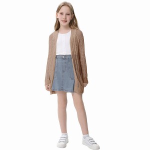 Girl's Crochet Cover Up Cardigan Summer Lightweight Long Sleeve Soft Cardigans - 1 of 3