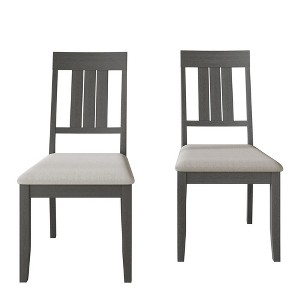 ChaletPosh Wooden Dining Chair With Warm Grey Cover (Set of 2) - 1 of 4